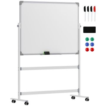 Kaksipuoleinen magneettitaulu Homcom 127x50x165cm, valkoinen/harmaa