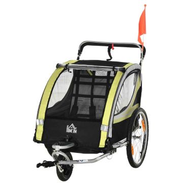 Lasten polkupyörän peräkärry Homcom 142x75x101cm, musta/keltainen