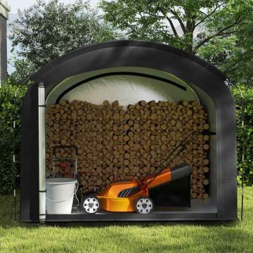 Bike storage tent, 7-8 bikes, Black, 254 × 192 × 215 cm