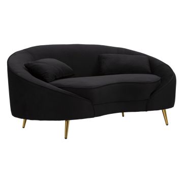 Two-seater sofa Oslo, 2-seater with 2 cushions, Black/gold, 148 × 68 × 84 cm