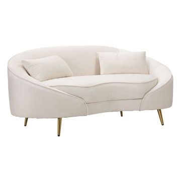 Two-seater sofa Oslo, 2-seater with 2 cushions, Beige/gold, 148 × 68 × 84 cm
