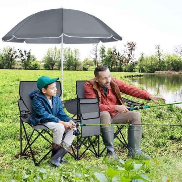 Double tourist chair, with umbrella, 160 × 118–178 × 56 cm