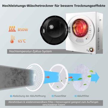 Dryer, 2.5 kg, 4 modes, White, 49 × 42 × 60 cm