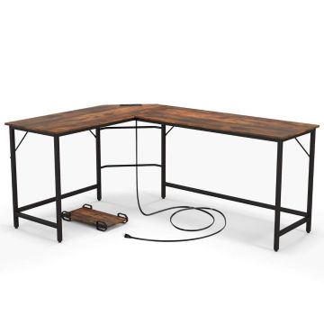 Письменный стол 125x168x74,5см, коричневый/чёрный цвет