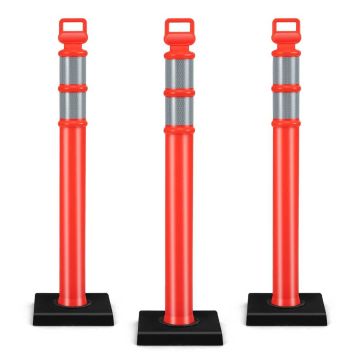Traffic barriers, 3 pcs, Red, 30.5 × 30.5 × 114.3 cm