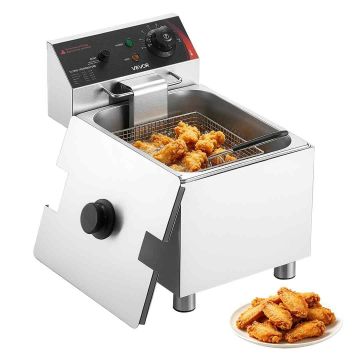 Sähköfriteerauskeitin VEVOR SEF-8L, 1 säiliö, 1 kori, 48 × 41 × 32 cm