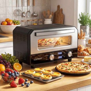 Electric pizza oven, 6 cooking modes, Black, 43 × 47 × 28 cm