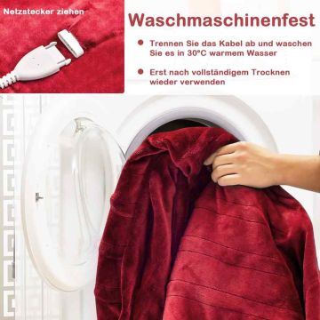 Electric heating blanket, 4 heating levels, Red, 130 × 180 cm