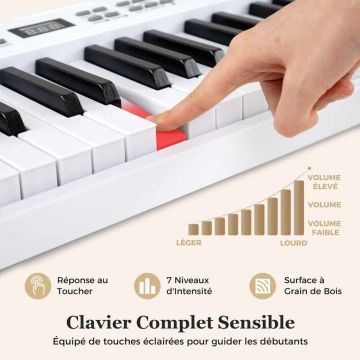 Electric piano, 61 keys, White, 48 × 22 × 12 cm