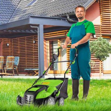 Electric lawn aerator and scarifier, 2 in 1, 55 l, 109 × 113 × 64 cm