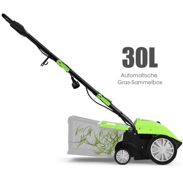 Sähköinen nurmikon pystyleikkuri, 32 cm:n työleveys, 30 l:n astia, 104,5 × 103 × 51 cm