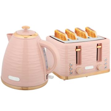 Sähkövedenkeitin ja leivänpaahdin, 1,7 l, 4 viipaletta, Vaaleanpunainen