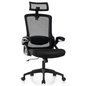 Ergonomic office chair with adjustable lumbar support, black