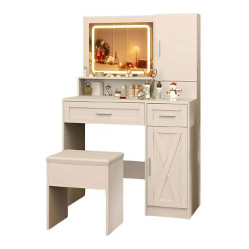 Туалетный столик с табуретом 90x40x136,5см, белого цвета
