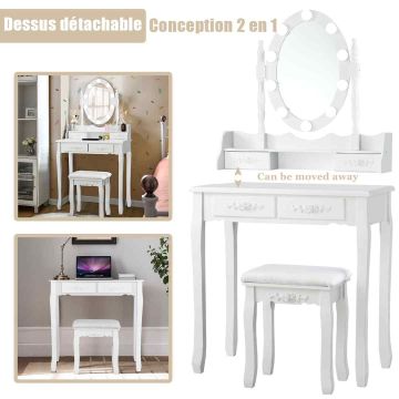 Туалетный столик с табуретом 75x40x145см, белый цвет