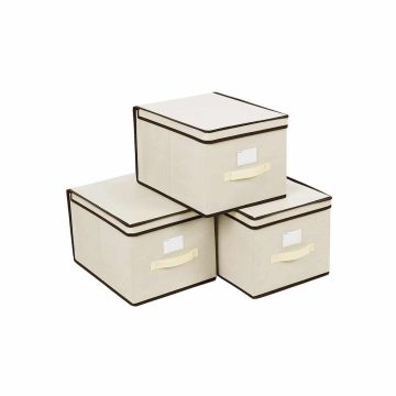 Laatikkosetti kansineen 40 x 30 x 25 cm, 3 osaa, beige