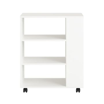 Прикроватный столик на колесиках 60x35x75см., белого/черного цвета