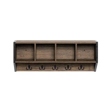 Seinään kiinnitettävä vaatenaulakko 73x16x28cm., ruskea/musta väri