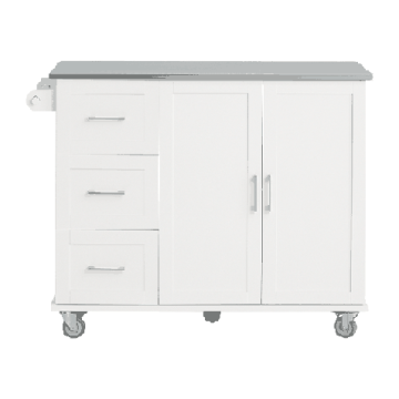 Keittiövaunu 107x46x90cm., valkoinen/hopea
