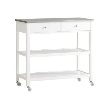 Кухонная тележка 100x45x92см., белого/серебристого цвета