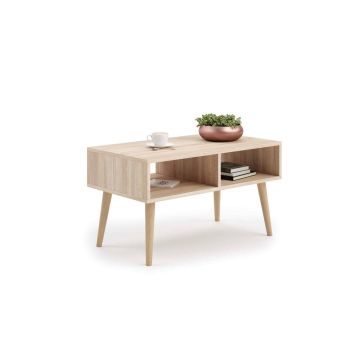 Skandinaaviseen tyyliin sopiva sohvapöytä Sandi 90x55x50cm, beige/valkoinen