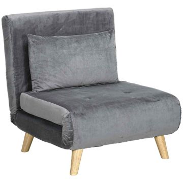 Tuoli-sänky Homcom 72x78x79cm, harmaa/vaalea ruskea väri