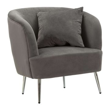 Silvery armchair, with cushion, 73 × 78 × 66 cm