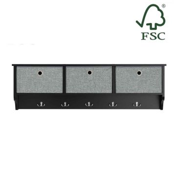 Настенная вешалка для одежды 100x20x30см., черного/серого цвета