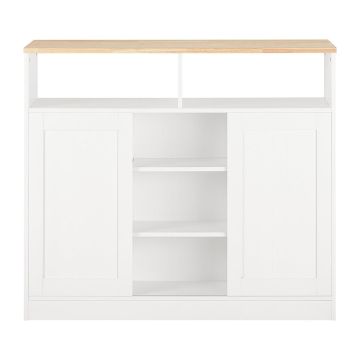 Keittiösaareke 110x66x97cm., valkoinen/vaaleanruskea