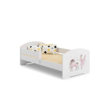 Детская кроватка Luk с матрасом и защитным бортиком, 164 см x 85 см x 63 см, принцесса с единорогом.