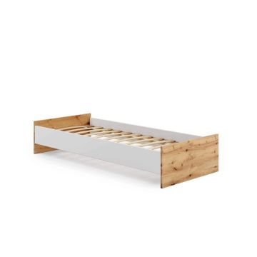 Кровать Karo 193,6x37x94 см, натуральное дерево/белый