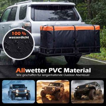 Rear cargo box for cars, 566 l, orange/black, 148 × 61 × 61 cm