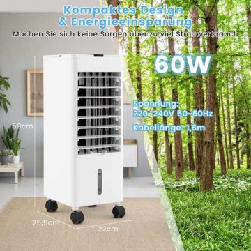 Evaporative air cooler, 3 in 1, White, 25.5 × 22 × 59 cm