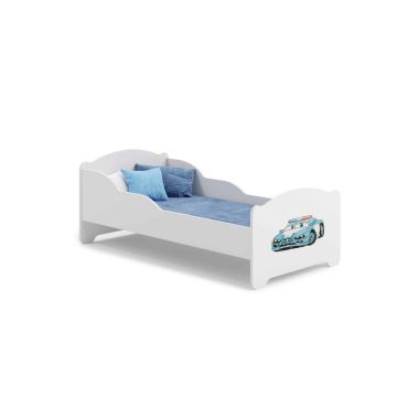 Детская кровать Michas с матрасом 144 см x 75 см x 63 см, полицейская машина
