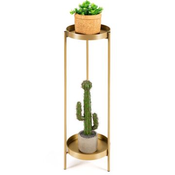 Kasviteline, 2 tasoa, Kultainen, 25 × 80 × 25 cm