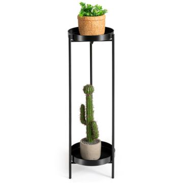 Kasviteline, 2 tasoa, Musta, 25 × 80 × 25 cm