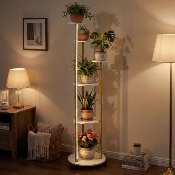 Flower stand, 6 levels, White, 45 × 146.5 × 43 cm