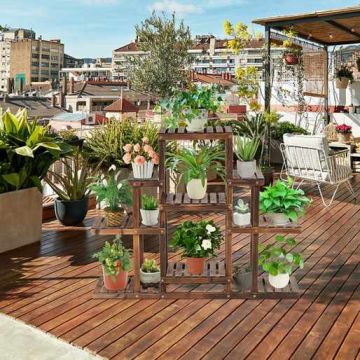 Flower stand, multi-tiered, Brown, 120 × 25 × 96 cm