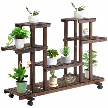 Подставка для цветов Outsunny 123,5x33x80см, коричневого/черного цвета