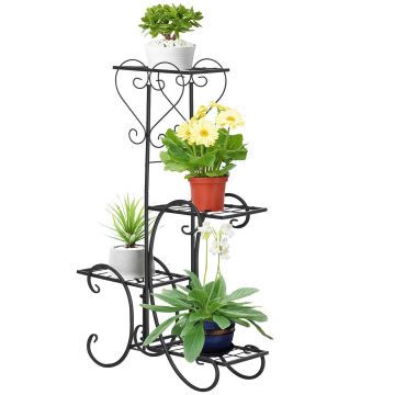 Подставка для цветов Outsunny 45x24.5x80 см, черная.