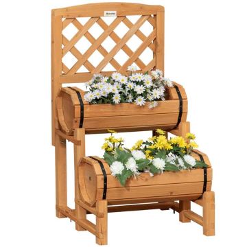 Подставка для цветов Outsunny 45x45x80 см, светло-коричневая.