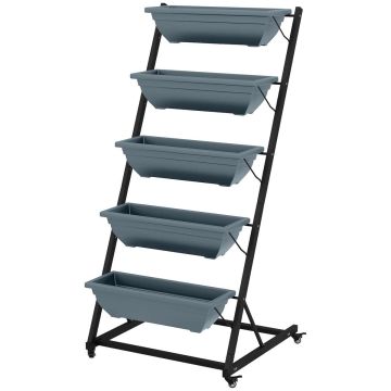 Подставка для цветов Outsunny 65x67x145 см, серо-черная.