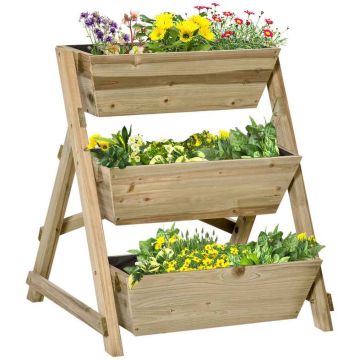 Подставка для цветов Outsunny 71x61x77 см, светло-коричневая.