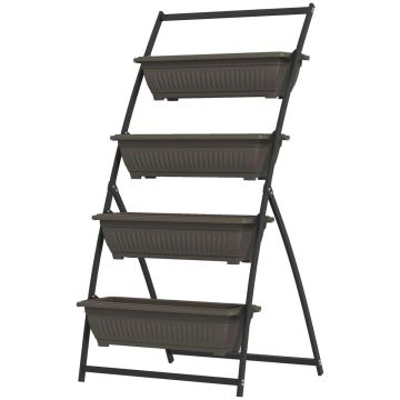 Подставка для цветов Outsunny 76x79x162 см, коричнево-черная.