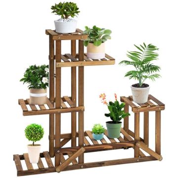 Подставка для цветов Outsunny 95x28x96,5 см, светло-коричневая.