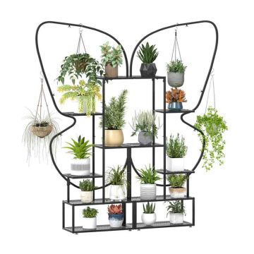Set of 2 flower stands, 6 tiers, 12 shelves, 4 hooks, 87 × 26 × 185 cm