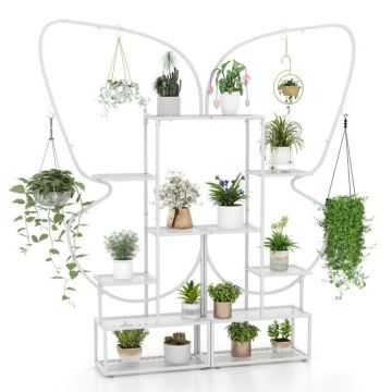 Set of 2 flower stands, 6 tiers, 12 shelves, 87 × 26 × 185 cm