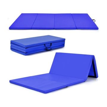 Gymnastics mat, 4-piece, 2 handles, Blue, 240 × 120 × 5 cm