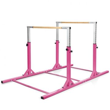 Gymnastics parallel bars, 11 height levels, Pink, 99 × 52 × 55 inches