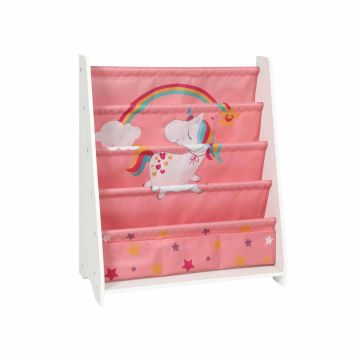 Lasten kirjahylly, valkoinen/pinkki